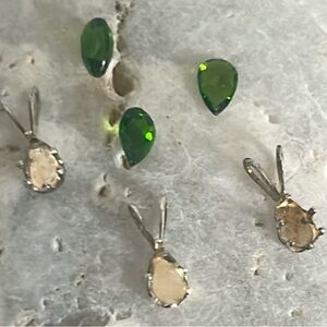 6 Piece Sterling Silver and Chrome Diopside Pear Shape Pendant Making Kit .90 ct